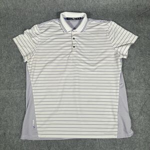 RLX Ralph Lauren white, Purple striped stretch short sleeve shirt L